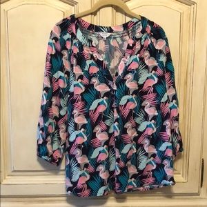 🦩 Flamingo Print Blouse